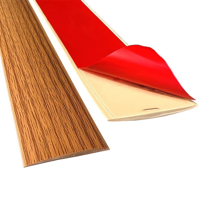 Panço Floor Transition Strip Self Adhesive Laminate Floor Strip Threshold Seam Cover Strip Vinyl Door Floor Trim Elegant Wood Grain Design (Brown Wood Grain, 2""/10 FT) - Image 1